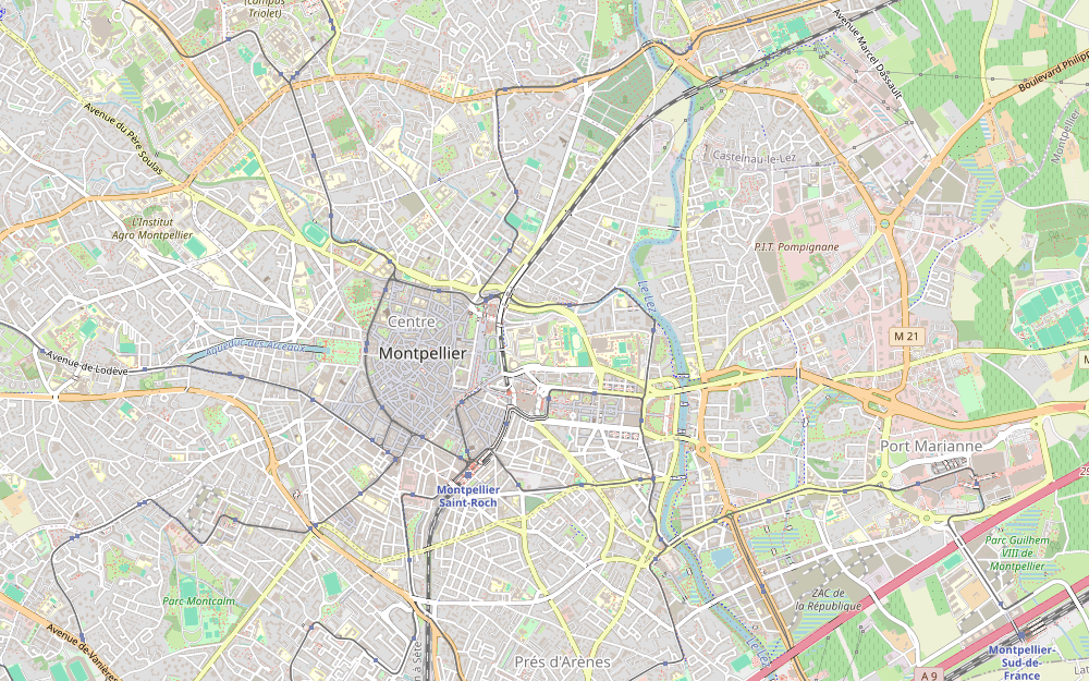 Carte de Montpellier avec l'itinéraire d'une tournée de contre-visites à domicile